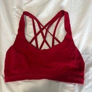 Red Strappy Women's Sports Bra